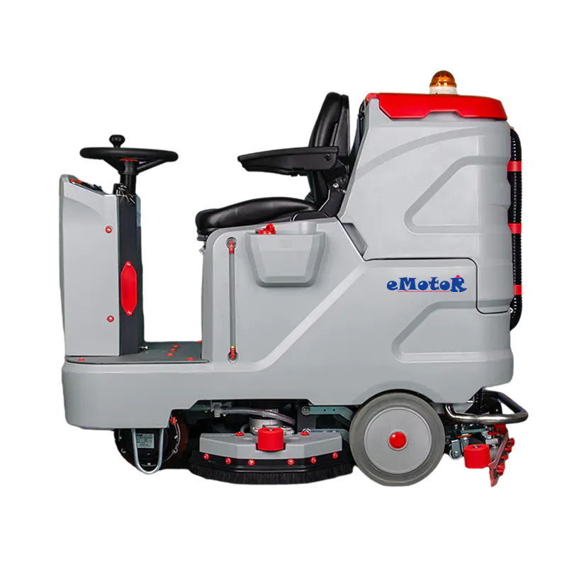 How do you maintain a riding floor scrubber?