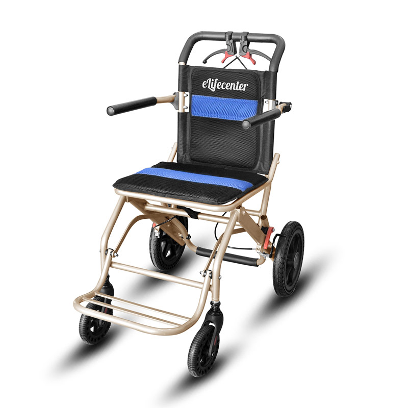 Aluminum Alloy Transport Chair for Seniors Disable Adults, Weight Capacity 265lbs, Ultralight Only 20lbs