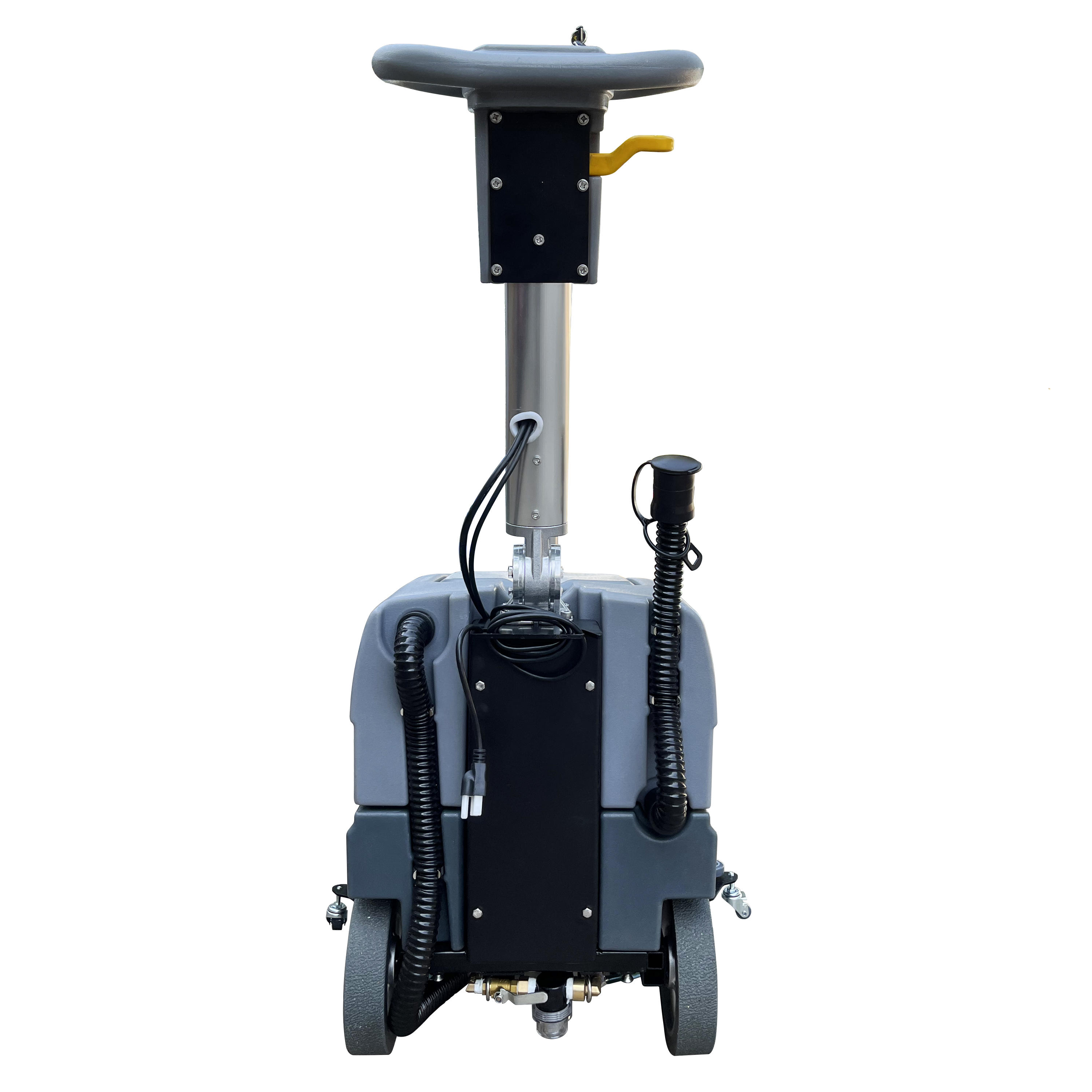 Emotor 15'' Foldable Walk Behind Hand Push Floor Scrubber Machine, Battery Powered with 15'' Rotary Brush and 23'' Squeegee, 32