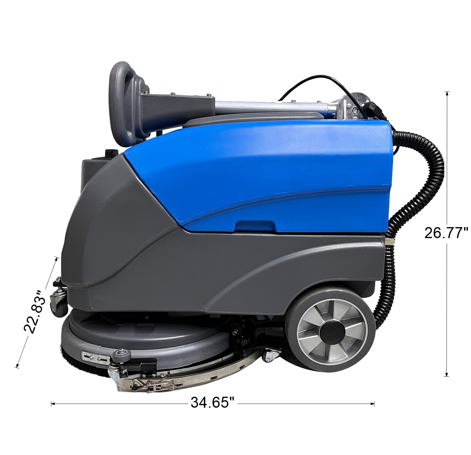 Emotor 15'' Foldable Walk Behind Hand Push Floor Scrubber Machine, Battery Powered with 15'' Rotary Brush and 23'' Squeegee 